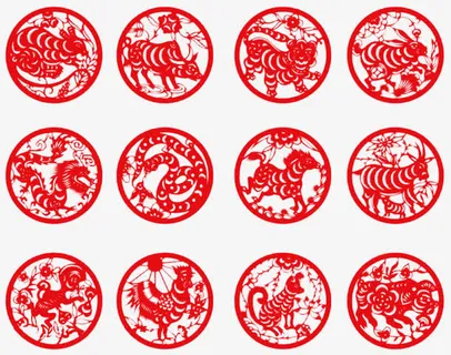 十二生肖剪纸免抠