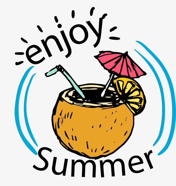 享受夏天棕色椰子免抠