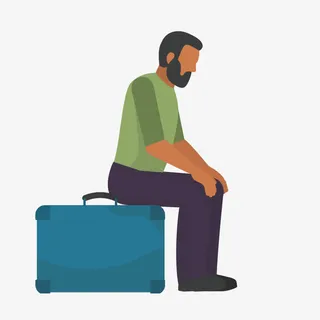 非洲难民卡通矢量免抠