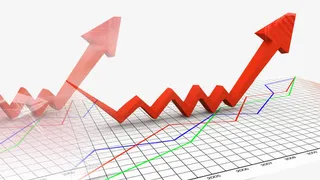 红色向上箭头数据走势免抠