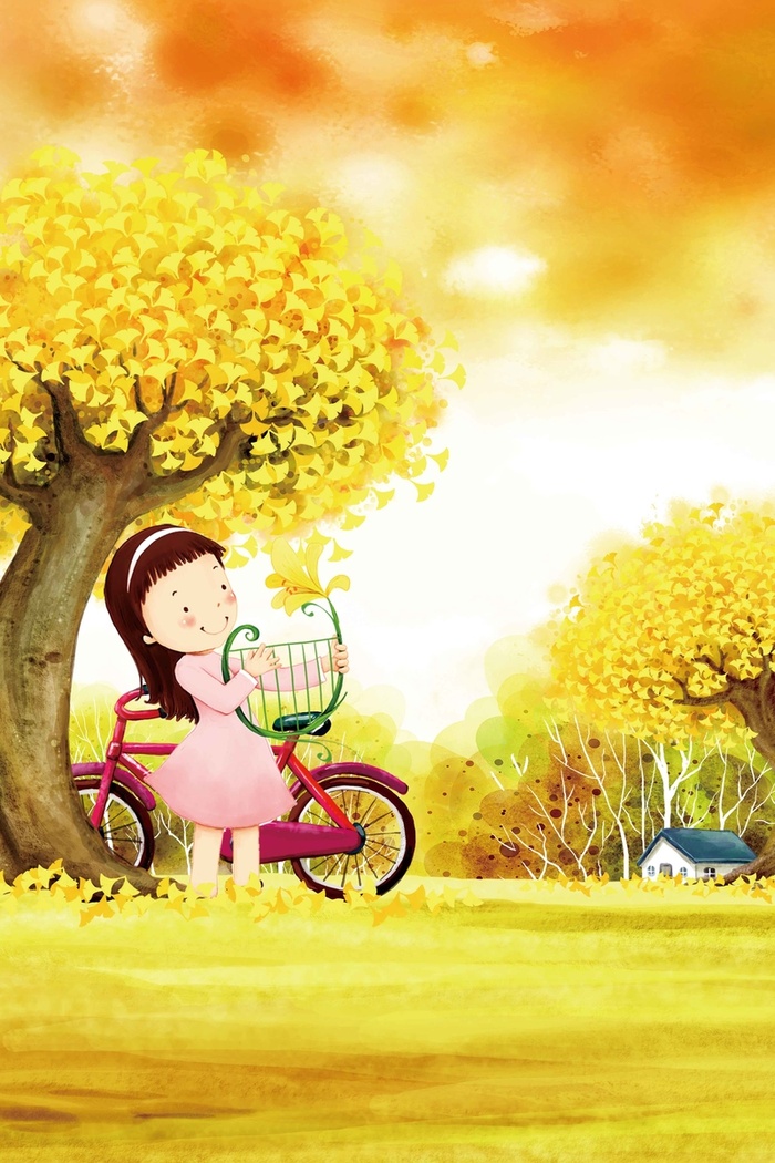 简约可爱手绘卡通小女孩儿童用品促销广告高清