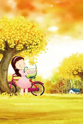 简约可爱手绘卡通小女孩儿童用品促销广告高清