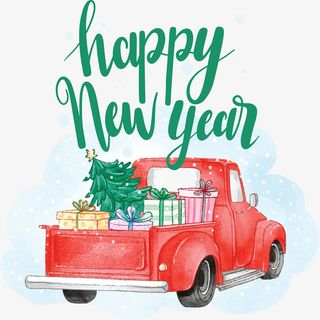 新年快乐之冬天塞礼盒行驶的车辆免抠