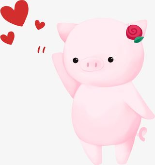 C4D粉色可爱爱心小猪新年装饰免抠