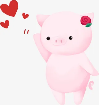 C4D粉色可爱爱心小猪新年装饰免抠