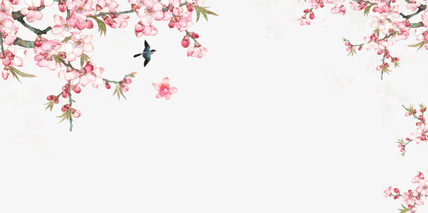 手绘桃花免抠
