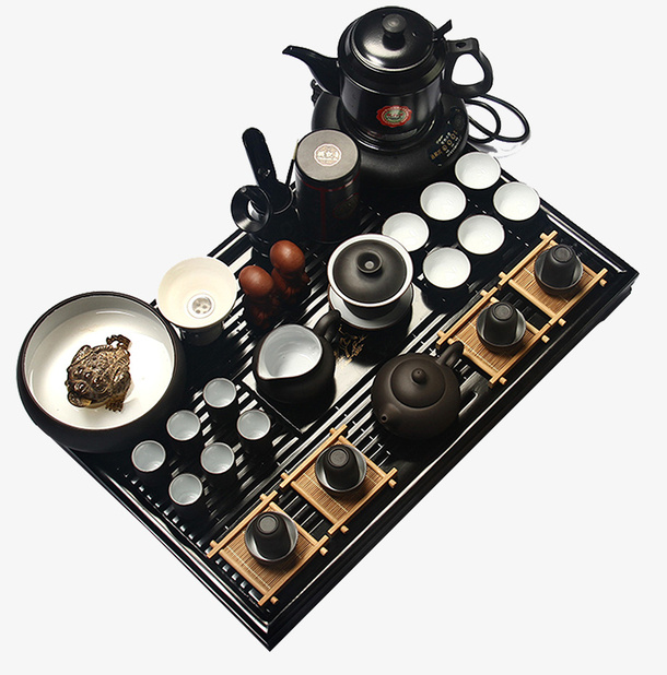 古典实木茶盘电热炉套装免抠