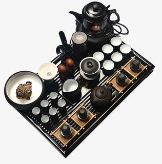 古典实木茶盘电热炉套装免抠