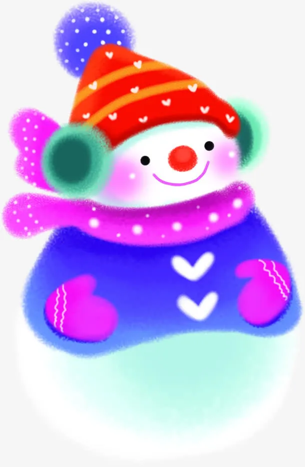 扁平手绘风格合成雪人造型免抠