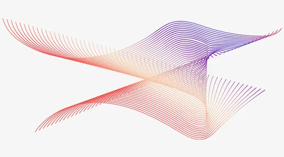 手绘红蓝渐变科技动感线条免抠