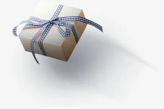 条纹丝带清爽礼盒免抠