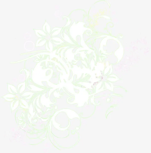 绿色高清冬季花纹光效免抠