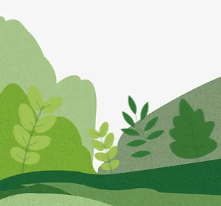 绿色手绘植物大山边框纹理免抠