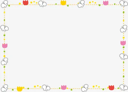 可爱卡通春天花朵蝴蝶边框免抠