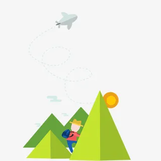 卡通登山小人免抠