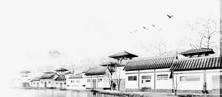 水墨古镇免抠