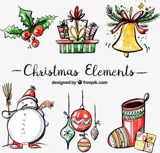 圣诞礼盒铃铛与雪人免抠