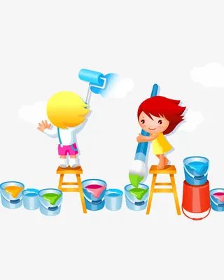 卡通画画的小男孩免抠