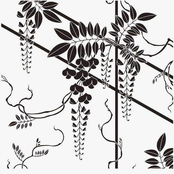 黑色紫藤花素材免抠