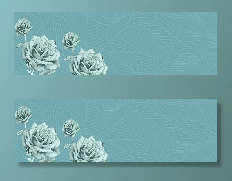 文艺花瓣纹理蓝色banner背景高清
