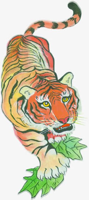 手绘国宝老虎造型免抠