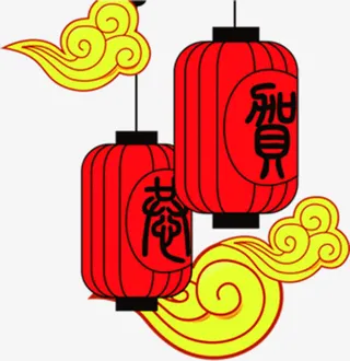 贺岁创意灯笼手绘免抠