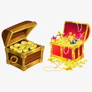 装满金币元宝宝箱免抠