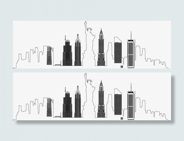 手绘城市风景banner矢量素材楼群