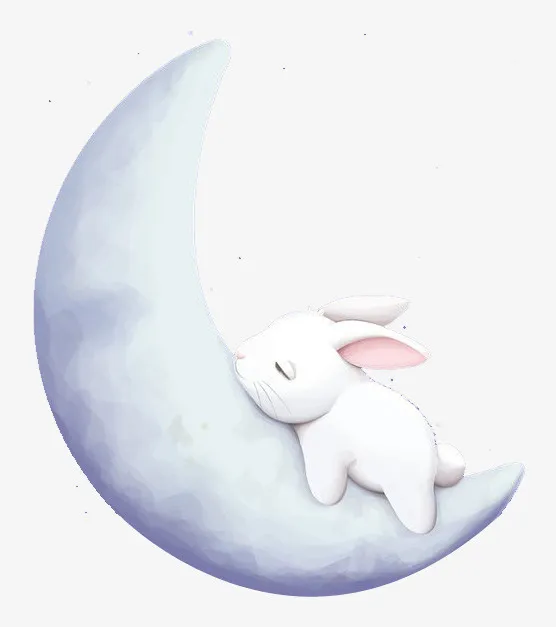 中秋节在月亮上睡觉的玉兔免抠