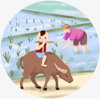 清明牧童插秧免抠