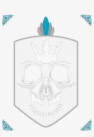 灰色盾牌形状骷髅图形免抠