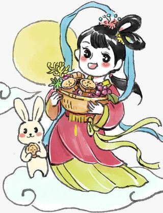 嫦娥玉兔插画免抠