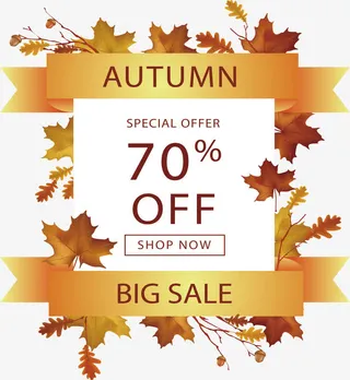 金色彩带秋季促销免抠