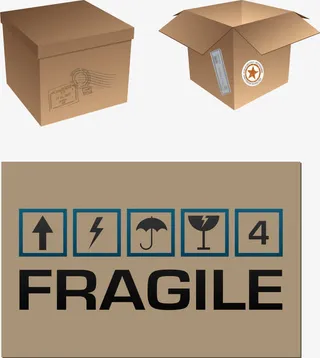 矢量鲜花速递包裹箱与箱外图标免抠