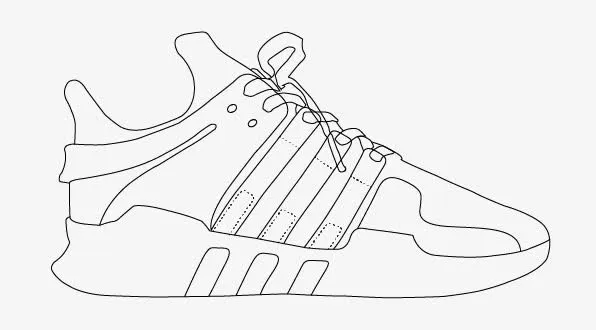 手绘线描的运动鞋免抠
