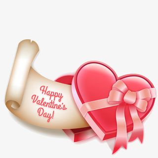 手绘创意粉色爱心盒子免抠