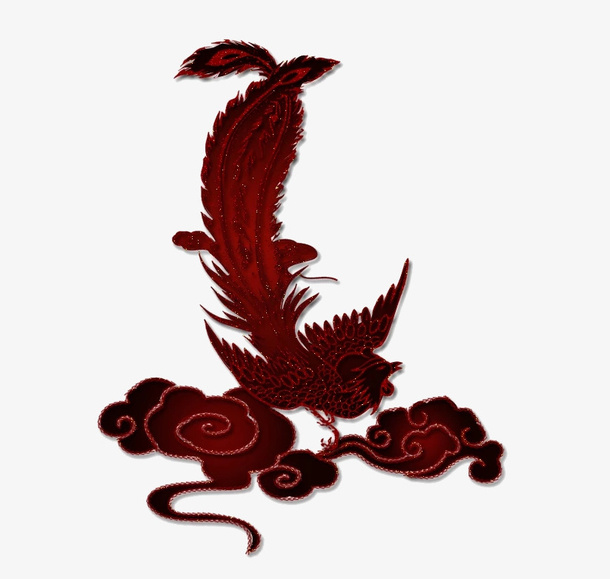 手绘云纹和凤凰免抠