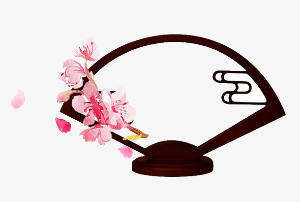 中国风扇子图框PNG免抠