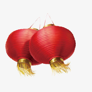 中国风节日素材红灯笼两只免抠