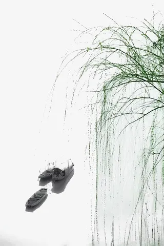 垂柳小舟免抠