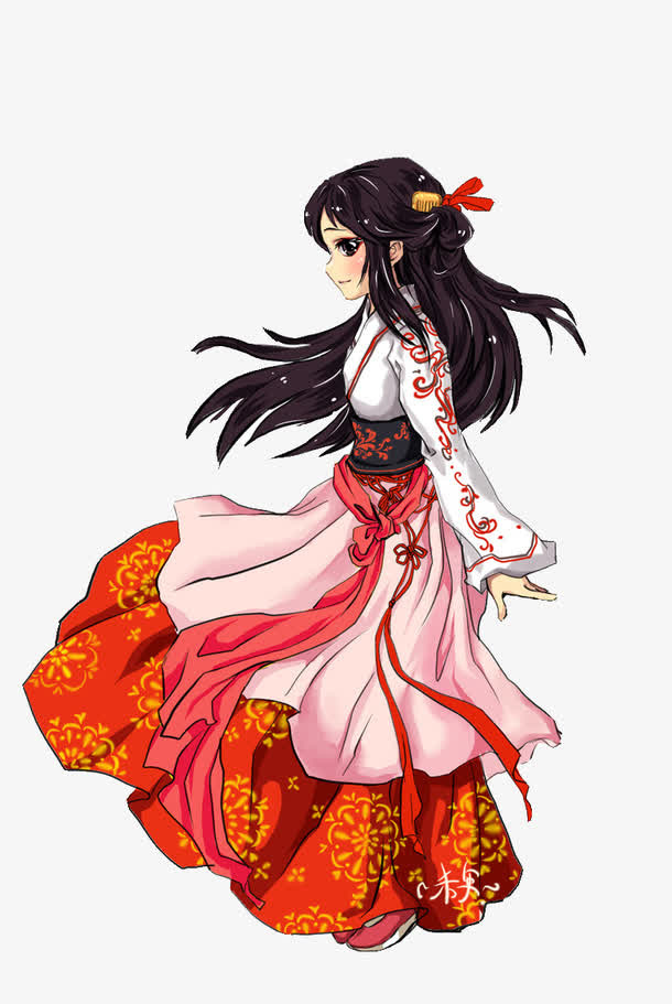 穿汉服的女孩免抠