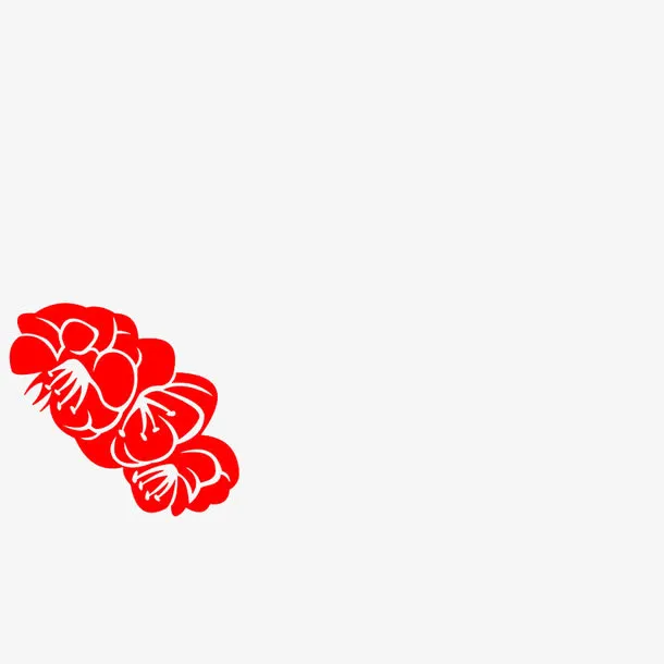 红色梅花两朵剪纸免抠