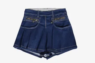 女生牛仔百褶裤衩裙免抠