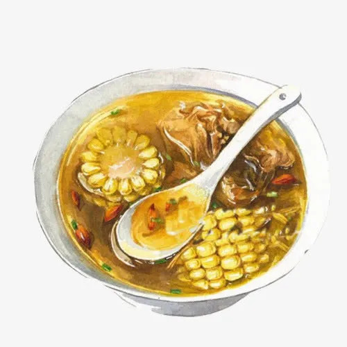 排骨玉米汤手绘画素材图片免抠