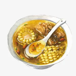 排骨玉米汤手绘画素材图片免抠