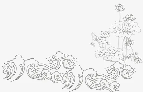 黑色简约线条海浪边框纹理免抠