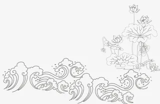 黑色简约线条海浪边框纹理免抠