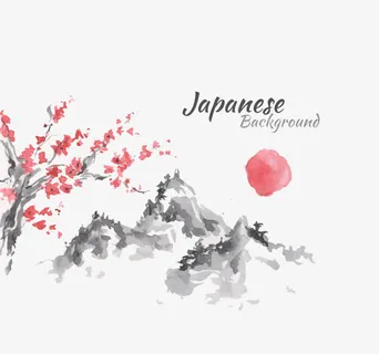 日本风格山水画免抠