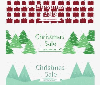 三张圣诞打折横幅免抠