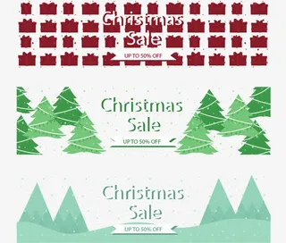 三张圣诞打折横幅免抠